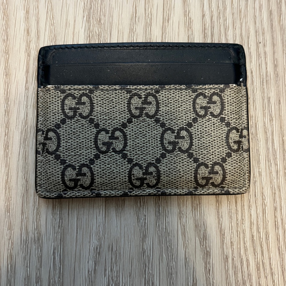 Gucci Card Case Monogram GG Tiger Print Black/Beige - Picture 2 of 4